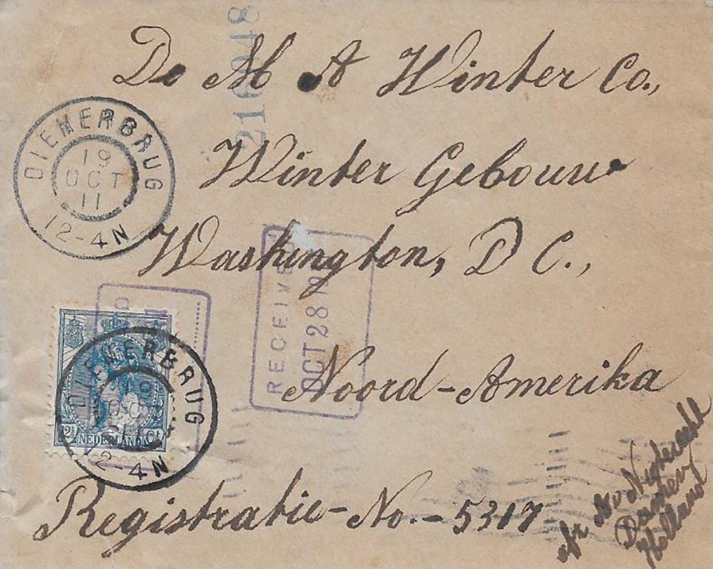 Post van Diemerbrug naar Washington (1911)
